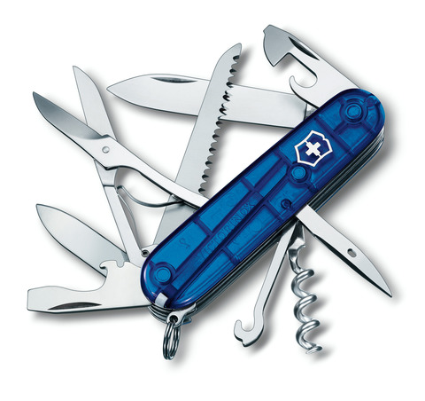 Складной нож Victorinox Huntsman Blue Trans (1.3713.T2) 91 мм., 15 функций, синий полупрозрачный - Wenger-Victorinox.Ru