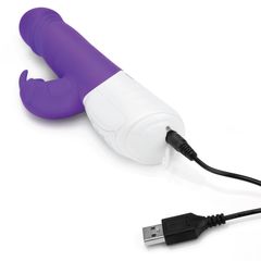 Фиолетовый вибратор-кролик с возвратно-поступательными движениями головки