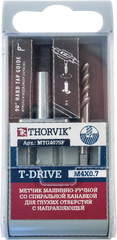 Thorvik MTG1015SF Метчик машинно-ручной T-DRIVE со спиральной канавкой для глухих отверстий с направляющей в наборе М10х1.5, HSS-G 52857
