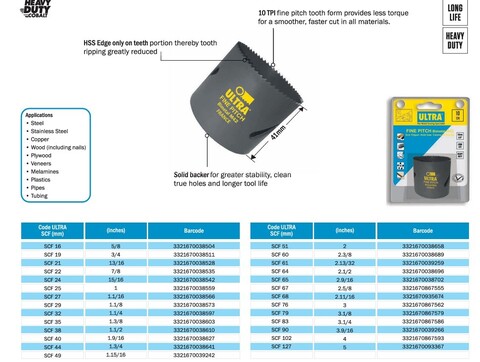 Коронка по металлу 83,0x38мм Bi-Metall HSSE-Co8(M42) 10tpi ULTRA SCF 83