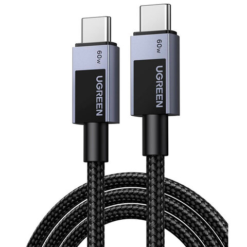 Кабель  UGREEN L524 (55776) USB-C to USB-C PD 3A Fast Charging Braided Date Cable, 3м, серый космос