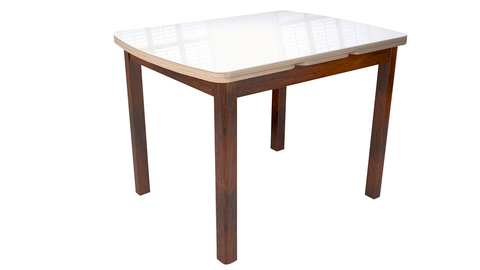 Стол «Орлеан» 1,7 (Орех темный/Дуб сонома, стекло белый глянец) обеденный для кухни , столовой и гостинной