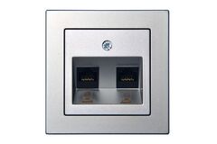 Розетка Компьютерная Двойная (2хRJ45) Серебро LIREGUS EPSILON