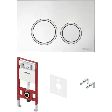 TECE S401101 TECEspring комплект 4 в 1 Застенный модуль,панель смыва с круглыми кнопками, хром глянцевый