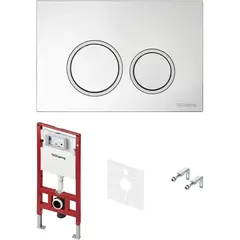TECE S401101 TECEspring комплект 4 в 1 Застенный модуль,панель смыва с круглыми кнопками, хром глянцевый фото