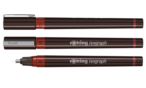 Изограф Rotring, толщина линии: 0.10 mm, корпус: пластик, цвет: бордовый (1903394)