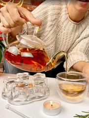 Стеклянный заварочный чайник с подогревом от свечи "Георгин", 600 мл