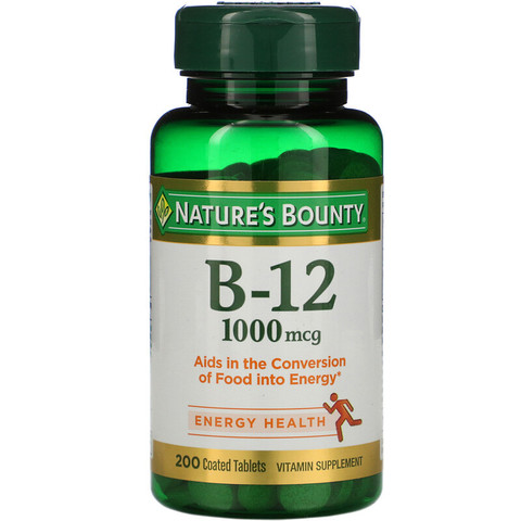 Nature's Bounty, B-12, 1000 мкг, 200 таблеток с оболочкой