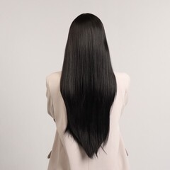 Парик искусственный, с чёлкой, имитация кожи, 60 см, цвет чёрный