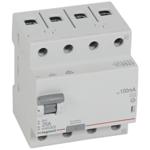 Выключатель дифференционного тока УЗО (ВДТ) RX - 4P - 25 A, 100 мА, Тип АС. Legrand (Легранд). 402066