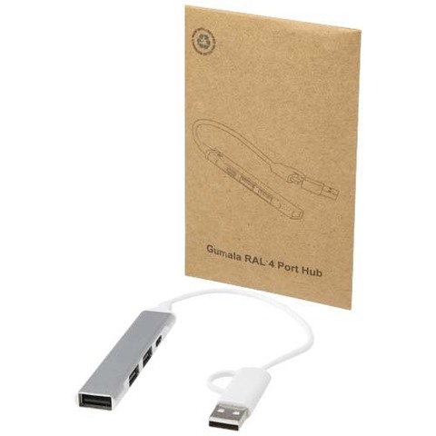 Alkaid 4-портовый концентратор USB-A и Type-C из переработанного алюминия с двумя входами