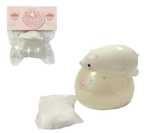 Антистресс Сквиш Мишка на Прозврачном Шаре с Блестками + ворс (отдельно)