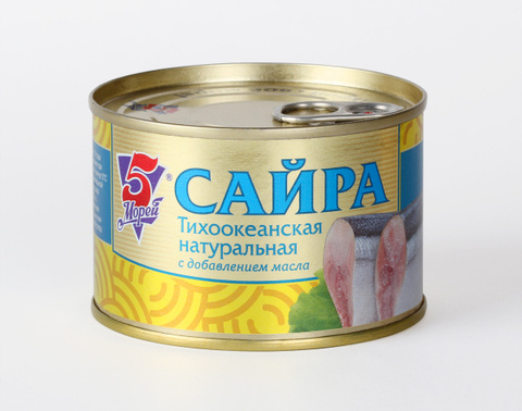 Сайра тихоок нат. 250гр 5 морей