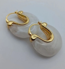 Серьги с подвеской капля с цветной вставкой из акрила в стиле CELINE