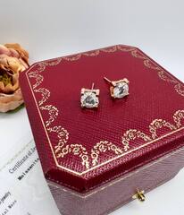 Серьги пусеты каратники CARTIER из серебра 925 пробы