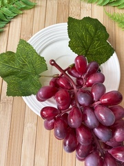 Виноград искусственный натуралистичный, КРУПНАЯ ГРОЗДЬ, длина 24 см., более 55 ягод, цвет БОРДОВО-РОЗОВЫЙ, 1 гроздь.