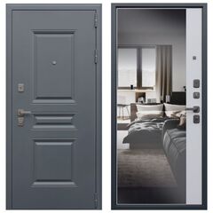 Купить Входная дверь Барселона муар серый ПВХ капучино с зеркалом
