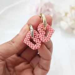 Подвеска Сердце плетёная из бисера, 23*19 мм, салатовый, РК077