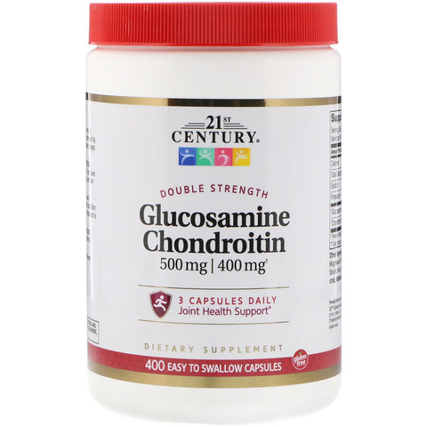 21st Century, Glucosamine / Chondroitin, Double Strength, 500 mg / 400 mg, 400 Easy to Swallow Capsules