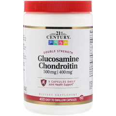 21st Century, Glucosamine / Chondroitin, Double Strength, 500 mg / 400 mg, 400 Easy to Swallow Capsules