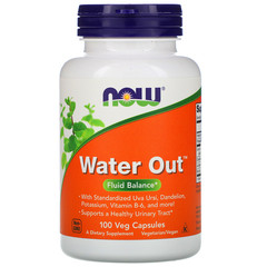 Now Foods, Water Out, водный баланс, 100 растительных капсул