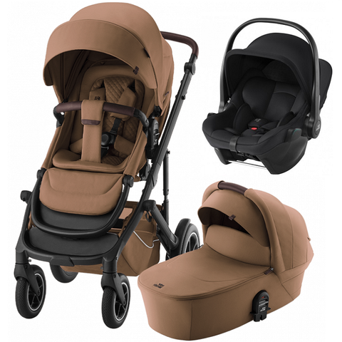 Комплект 3в1 коляска SMILE 5Z LUX, Warm Caramel + BABY-SAFE CORE Space Black