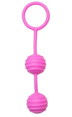 Розовые вагинальные шарики с ребрышками Pleasure Balls - Easy toys Geisha Collection ET003PNK