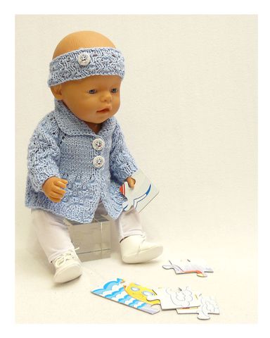 Вязаная кофта с воротником - На кукле. Одежда для кукол, пупсов и мягких игрушек.