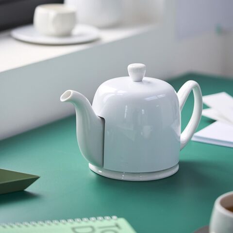 Фарфоровый заварочный чайник на 6 чашки с белой крышкой, белый, артикул 242322,