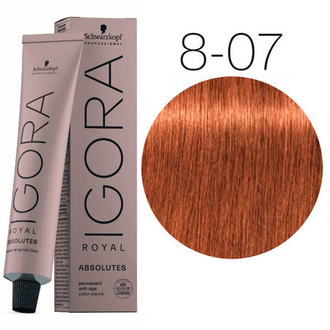 Schwarzkopf Igora Absolutes 8-07 (Светлый русый натуральный медный) - Стойкая крем-краска для окрашивания зрелых волос