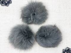 Меховой помпон енот, d 8-9 см, тёмно-серый