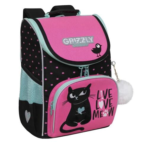 Çanta \ Bag \ RAm-384-1 Рюкзак школьный с мешком (/2 черный - розовый)