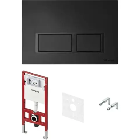 TECE S401204 TECEspring комплект 4 в 1 Застенный модуль,панель смыва с прямоугольными кнопками, черный матовый