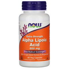 Now Foods, Alpha Lipoic Acid, Extra Strength, 600 мг, 60 растительных капсул