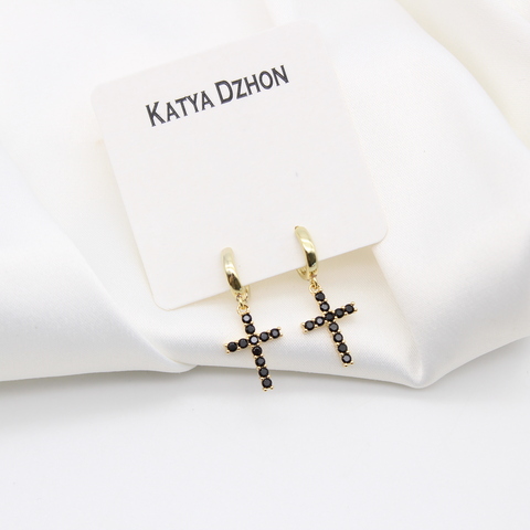 Серьги Katya Dzhon крестики черные