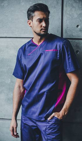 Блуза мужская м67 toray стретч темно-синийSZ6/ежевика