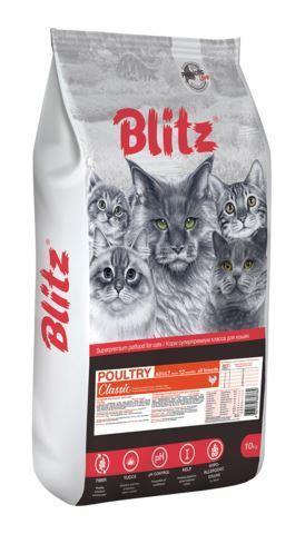 купить Blitz Adult Cat Poultry сухой корм для взрослых кошек с мясом домашней птицы 10 кг