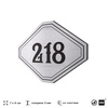Номерок на дверь квартиры 218, для кабинета, офиса, шильдик 9 х 7 см, серебристый, Айдентика Технолоджи