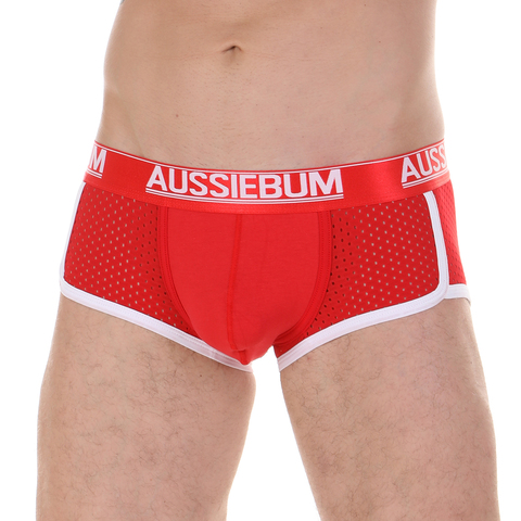 Мужские трусы хипсы красные в сетку с белой окантовкой AUSSIEBUM