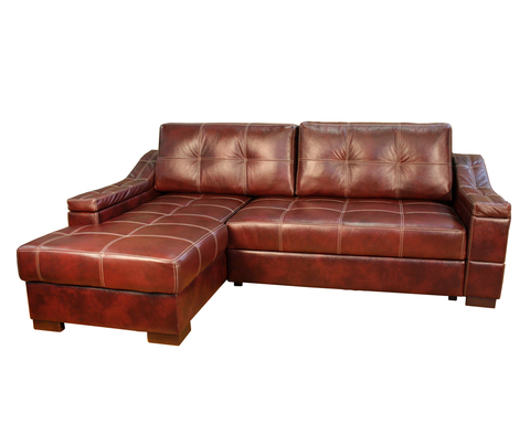 Угловой диван Макс П5 1я2д, натуральная кожа + кожзам