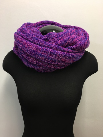 Однотонный шарф-снуд ANRU розово-синий меланж - стильный и теплый аксессуар для демисезона и зимы.