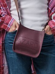 Сумка кожаная на плечо бордо