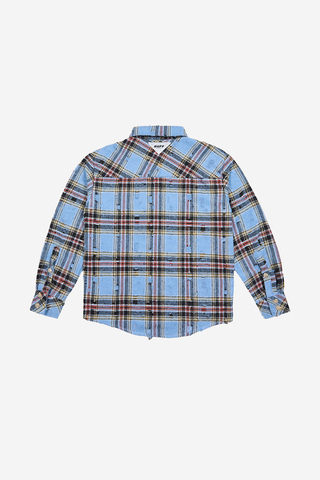 Рубашка  RUFF Global ripped plaid синяя
