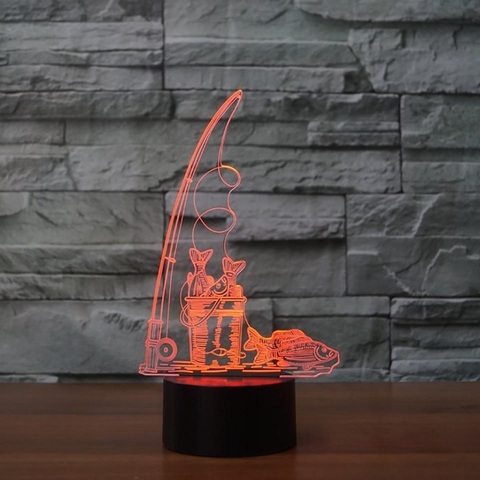 3D светильник с пультом Рыбалка Хороший улов
