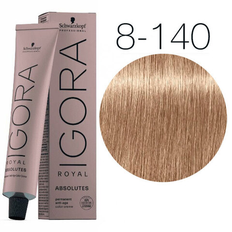 Schwarzkopf Igora Absolutes 8-140 (Светлый русый сандрэ бежевый) - Стойкая крем-краска для окрашивания зрелых волос