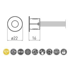 Выключатель сенсорный с регулировкой яркости 12V, постоянного тока, max 24W, кабель 1,0м, IP20, черный