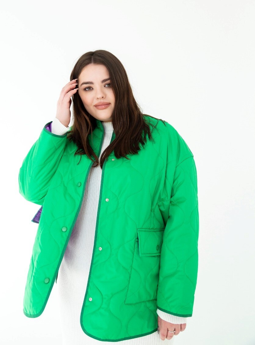 Куртка короткая, стеганая, зеленый