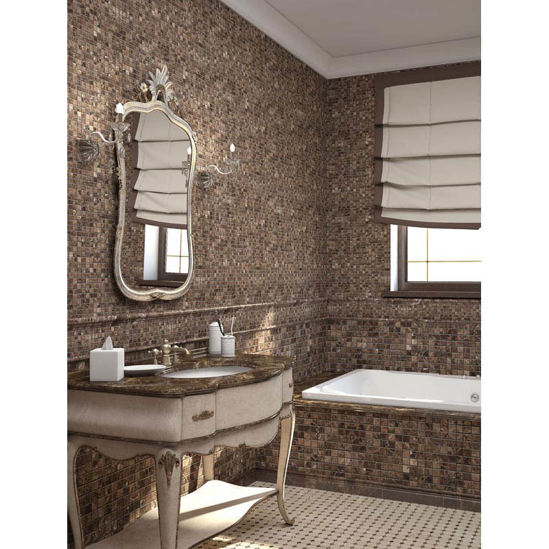 M022-48P Emperador Dark Мозаика из натурального камня Natural Adriatica коричневый темный квадрат глянцевый