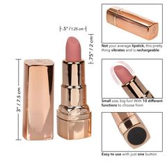 Золотистый вибратор-помада с бежевым мягким кончиком Hide & Play Rechargeable Lipstick - 