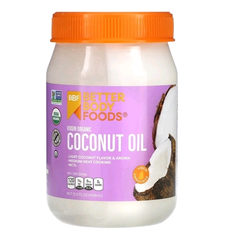 Better body foods, Органическое кокосовое масло первого отжима, 458 мл (15,5 жидк. Унции)